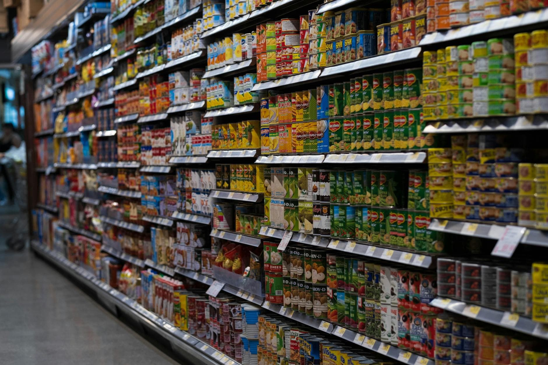 Grocery store aisle with products