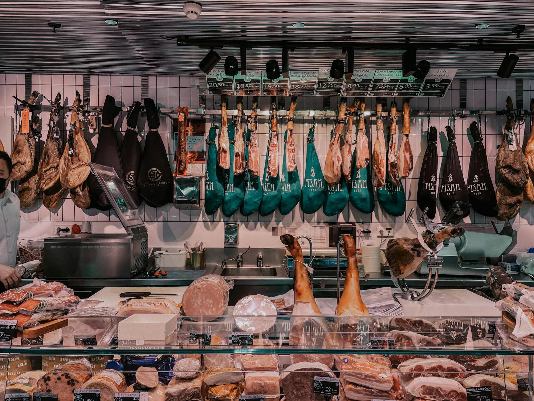 Deli counter with cheeses and meats