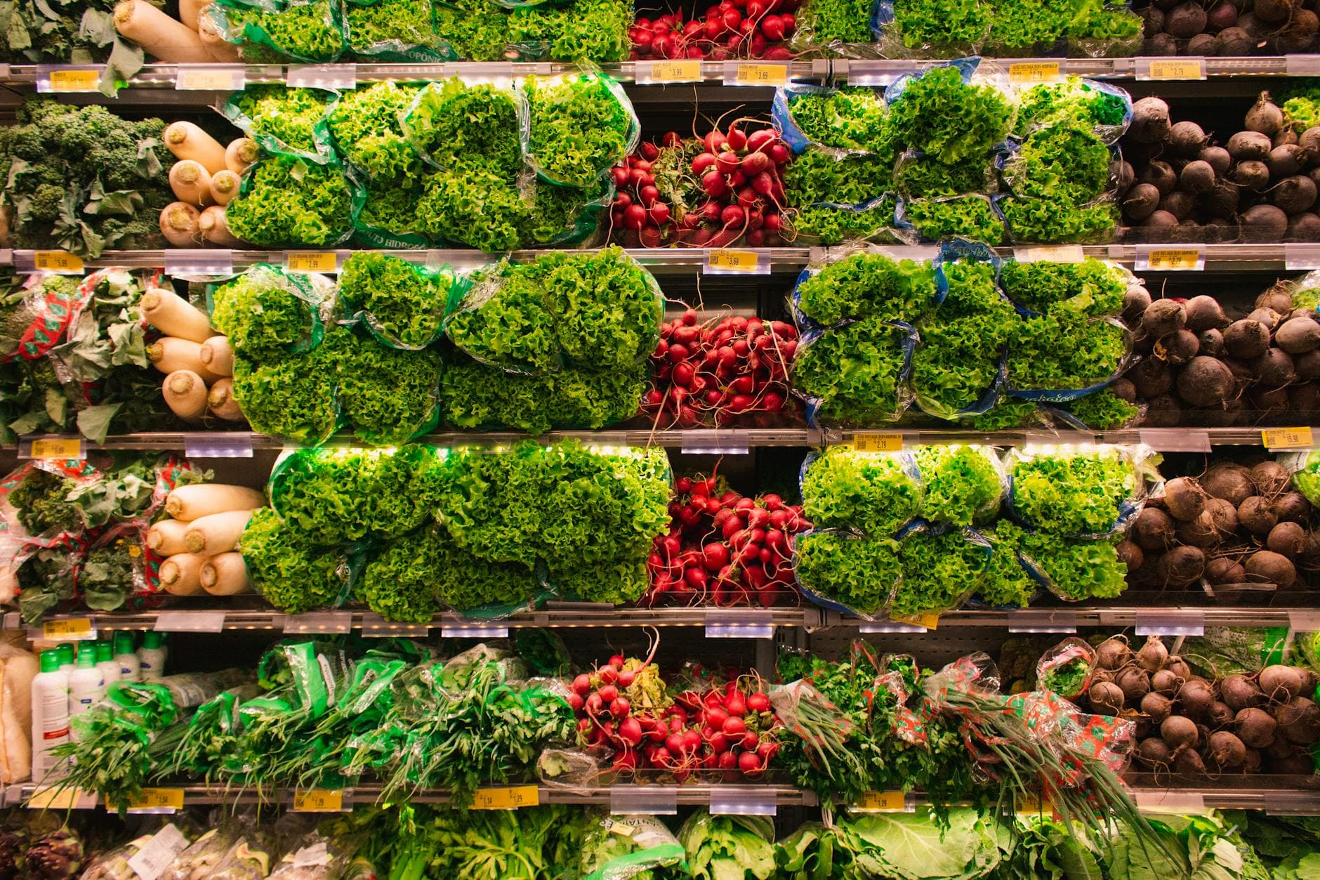 Fresh produce aisle in a supermarket